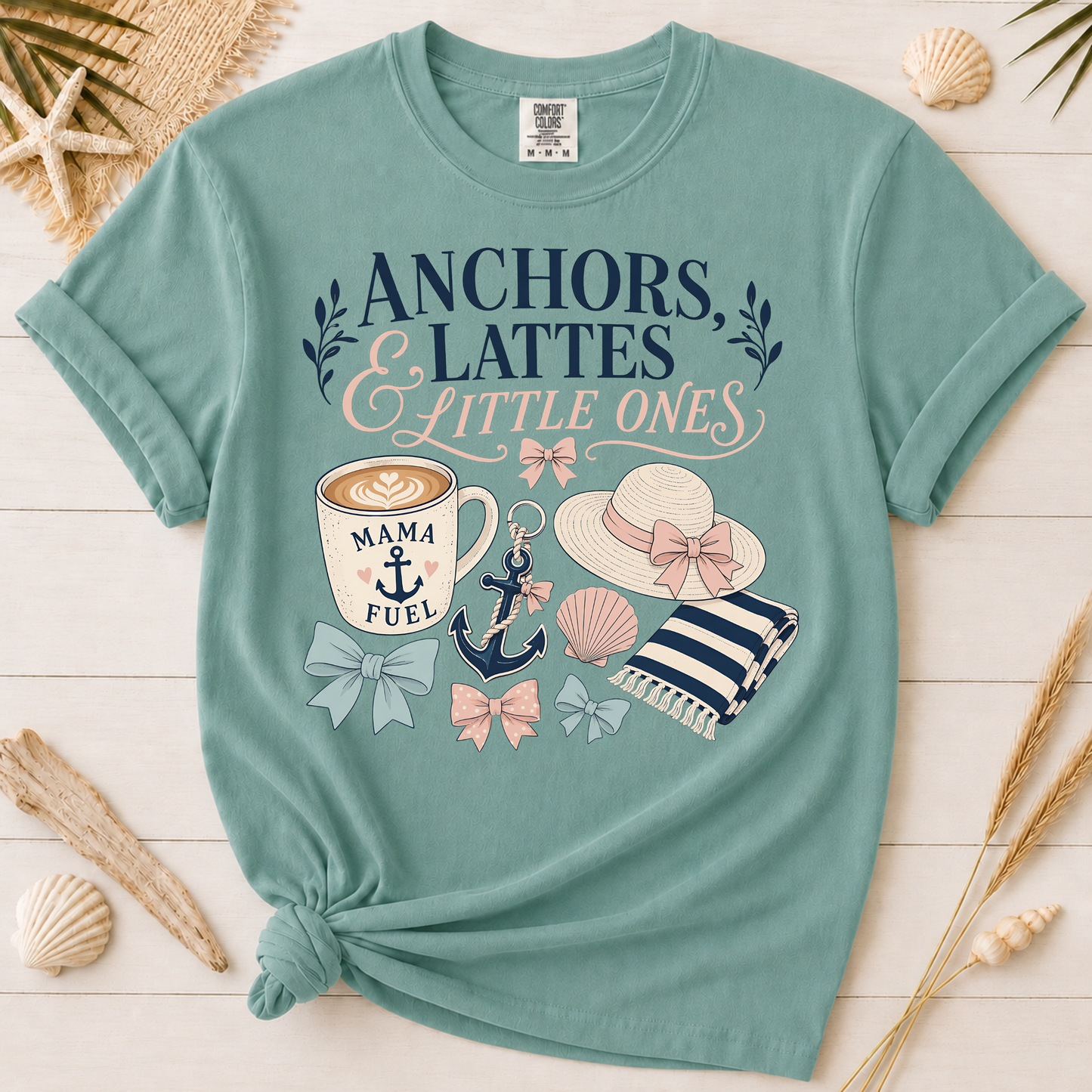 Anchors, Lattes & Little Ones Mom Graphic Tee