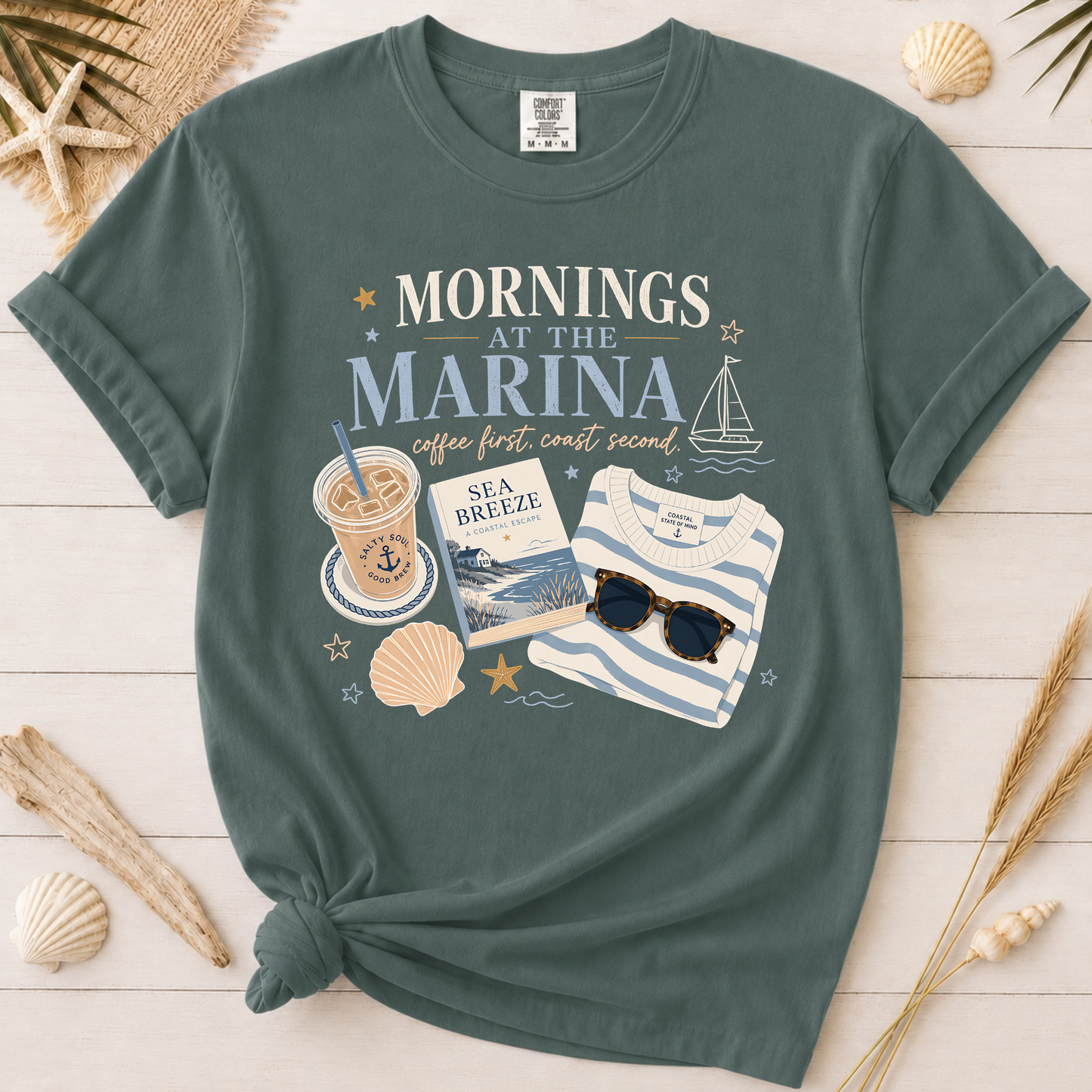 Mornings at the Marina Coffee Graphic Tee