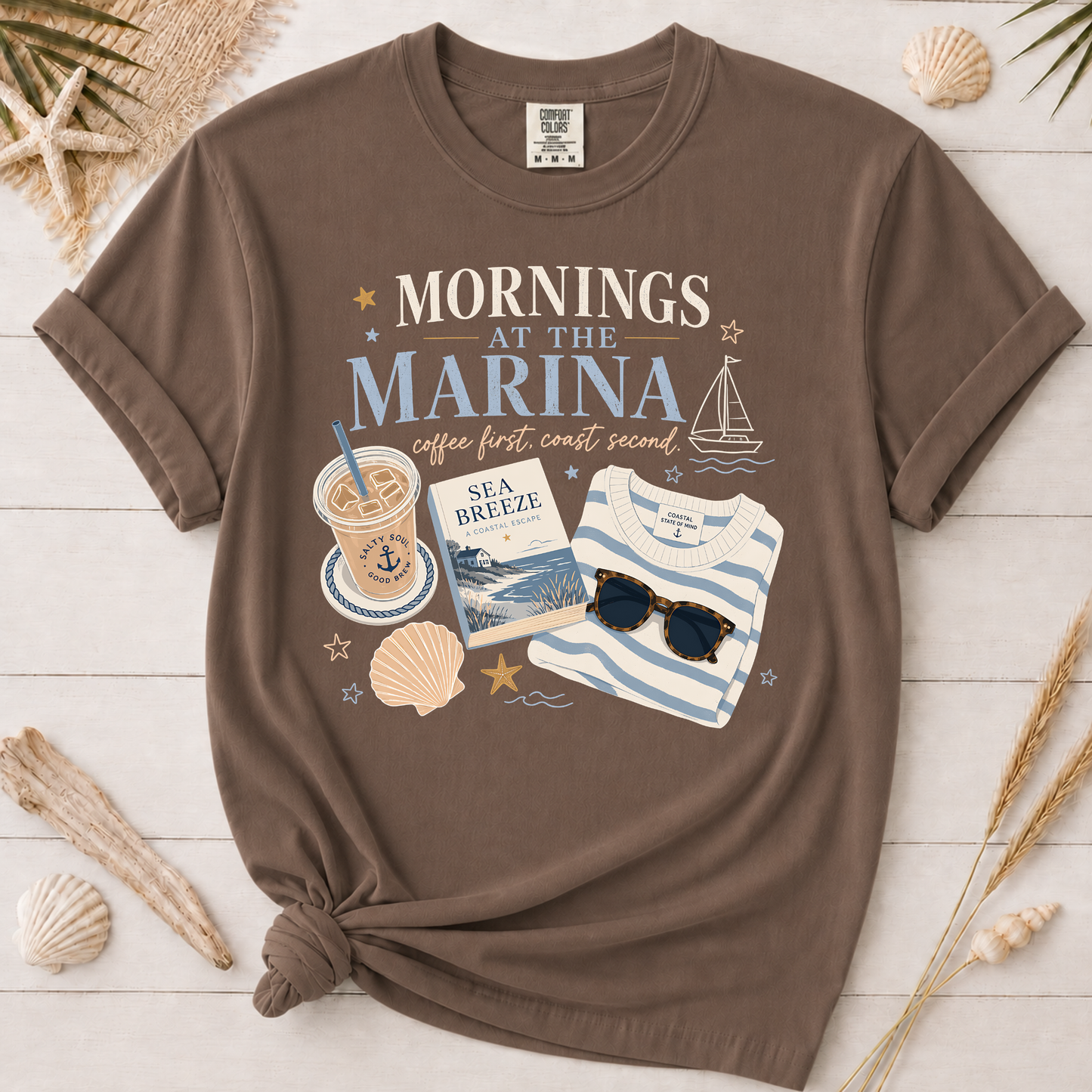 Mornings at the Marina Coffee Graphic Tee