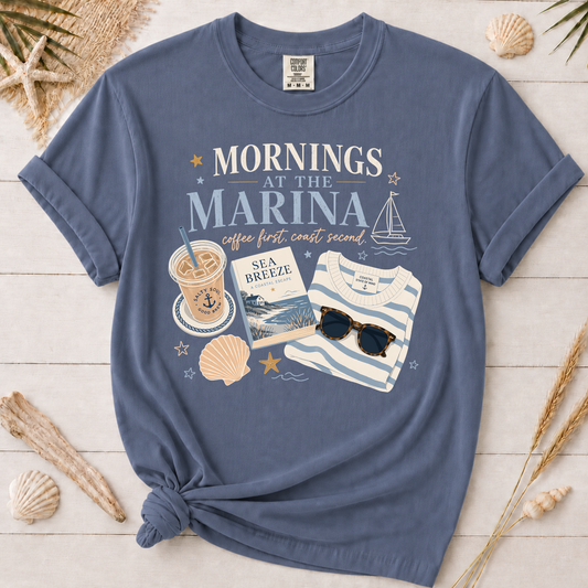 Mornings at the Marina Coffee Graphic Tee