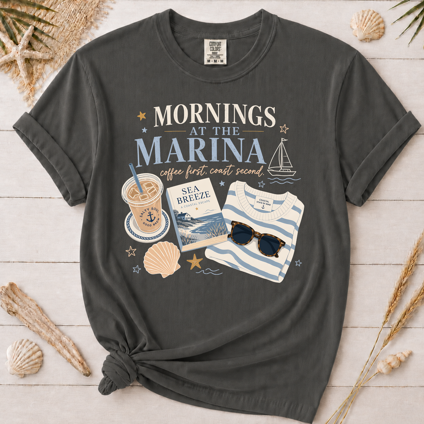 Mornings at the Marina Coffee Graphic Tee