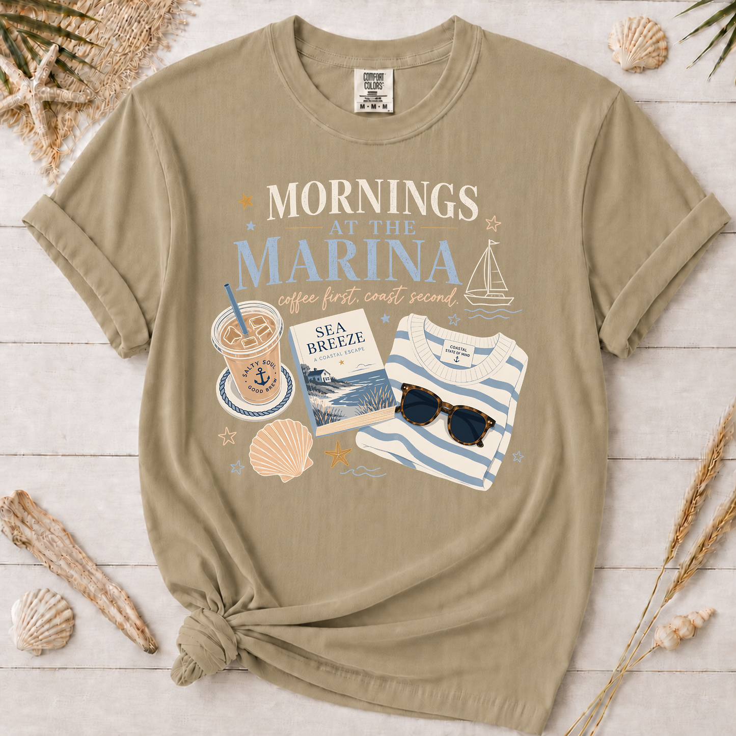Mornings at the Marina Coffee Graphic Tee