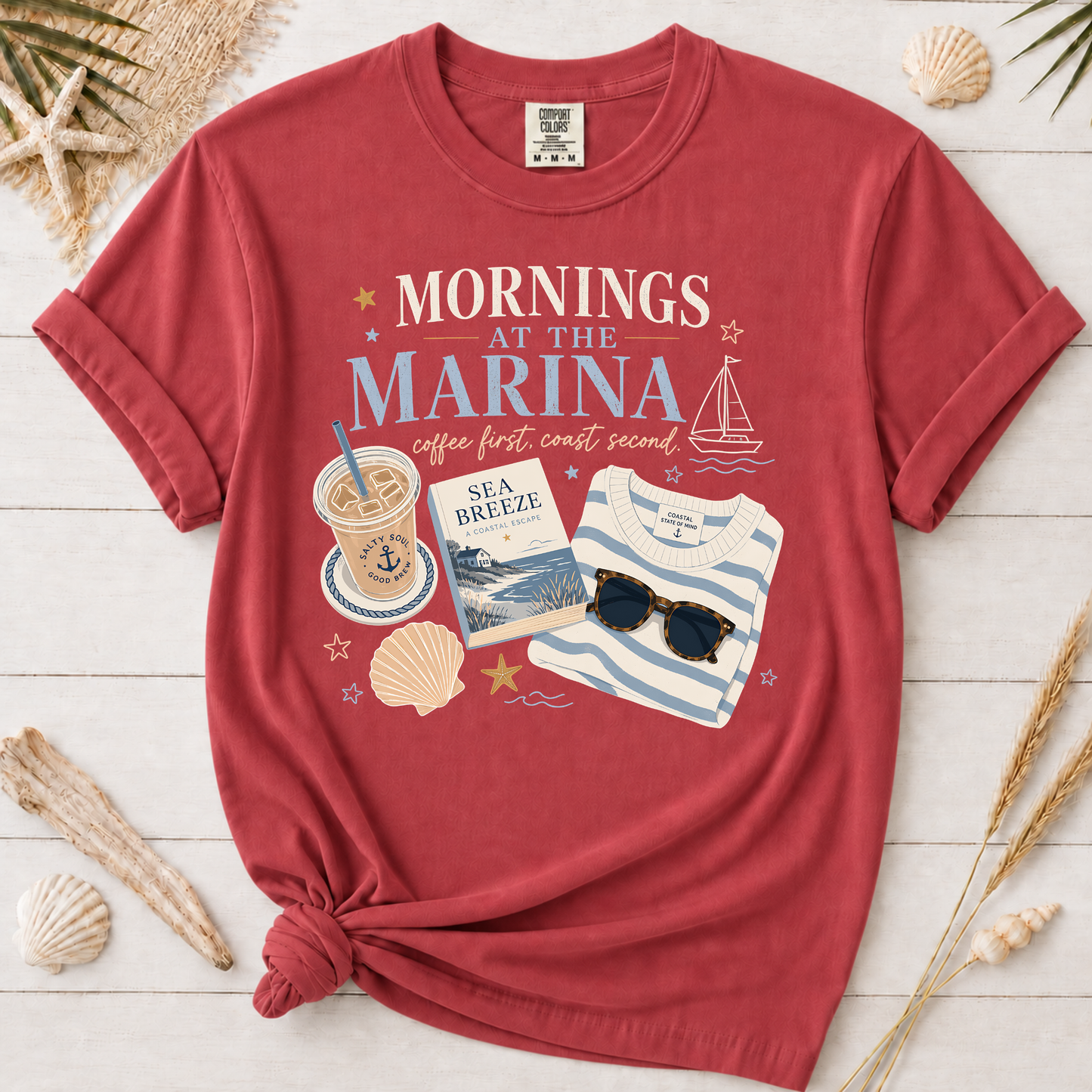 Mornings at the Marina Coffee Graphic Tee