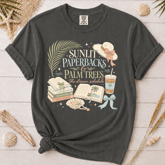 Sunlit Paperbacks & Palm Trees Graphic Tee