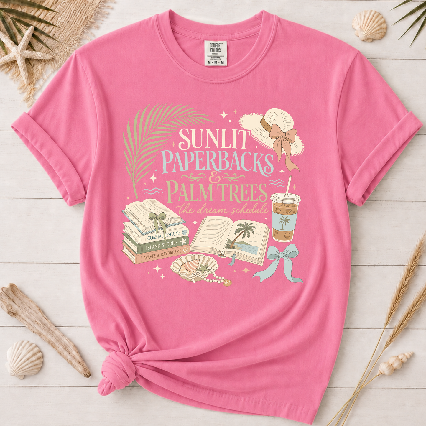 Sunlit Paperbacks & Palm Trees Graphic Tee