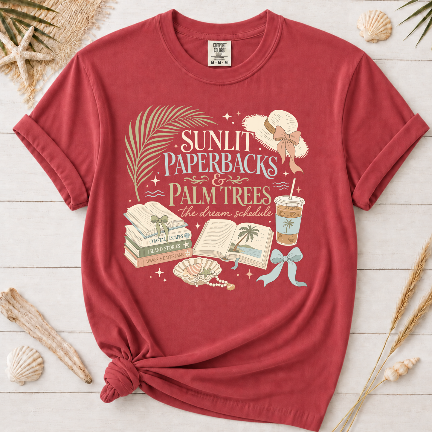 Sunlit Paperbacks & Palm Trees Graphic Tee