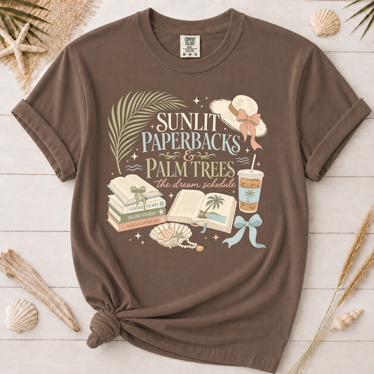 Sunlit Paperbacks & Palm Trees Graphic Tee