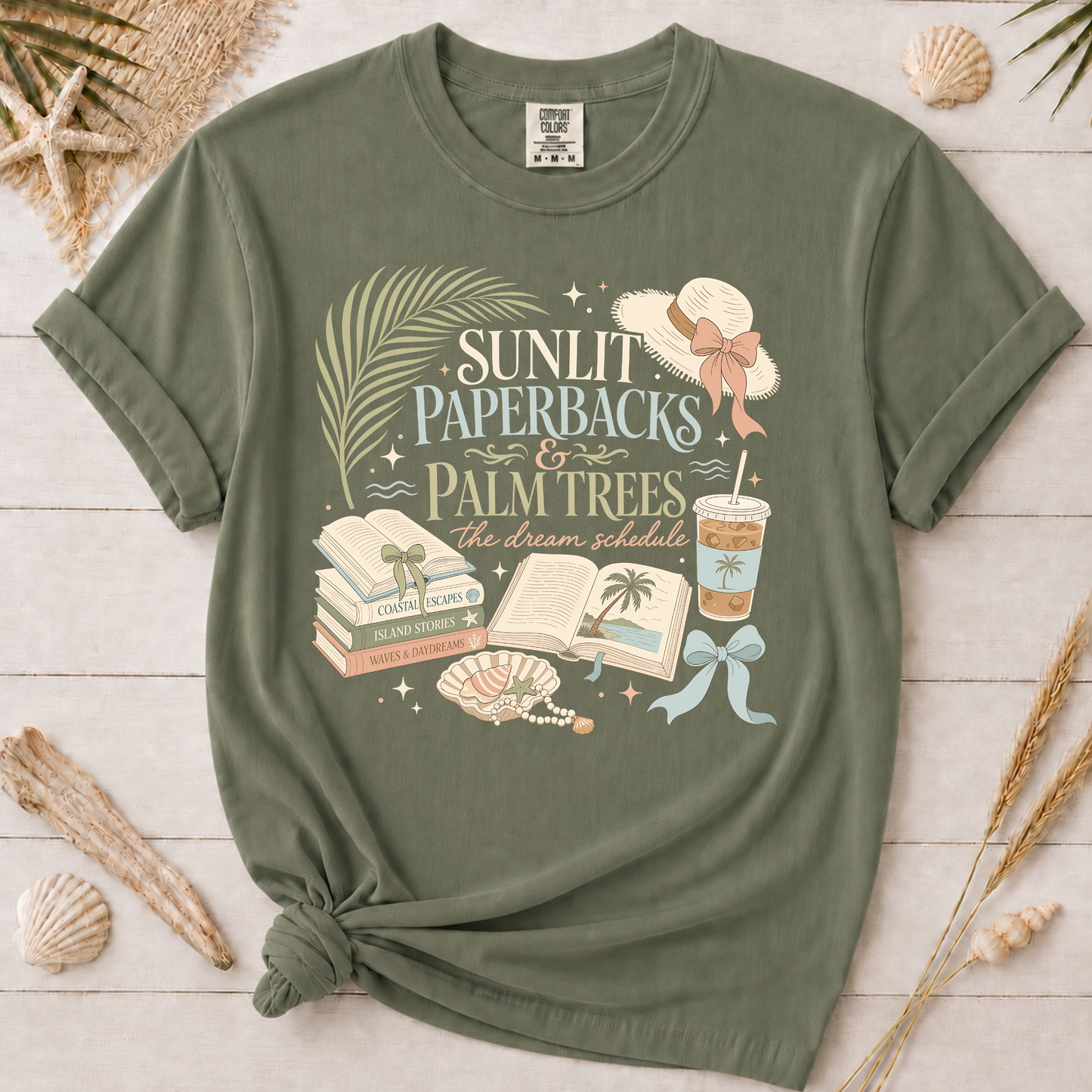 Sunlit Paperbacks & Palm Trees Graphic Tee