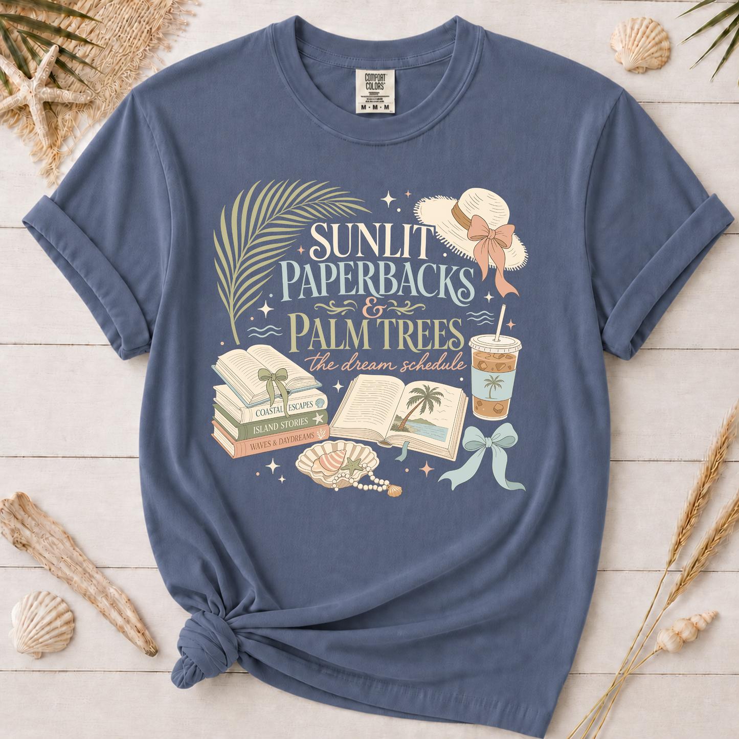 Sunlit Paperbacks & Palm Trees Graphic Tee