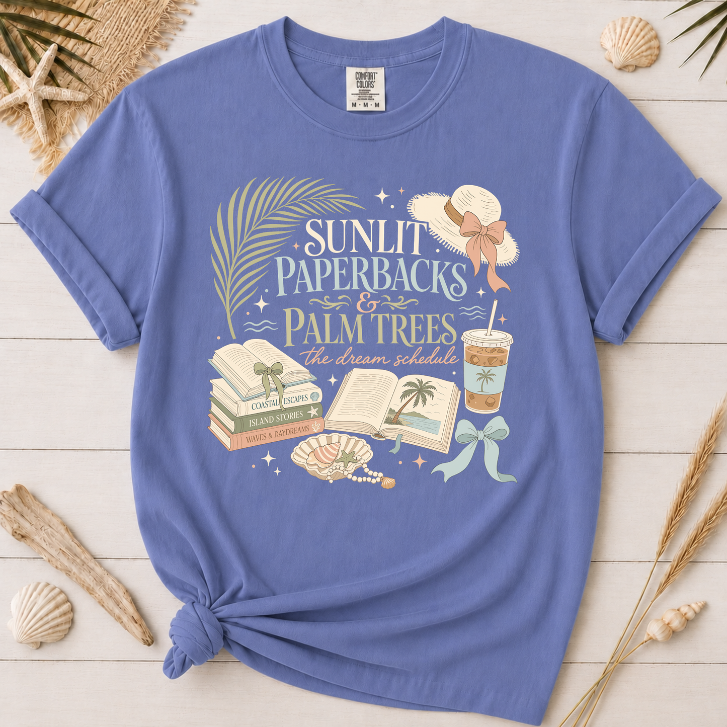 Sunlit Paperbacks & Palm Trees Graphic Tee