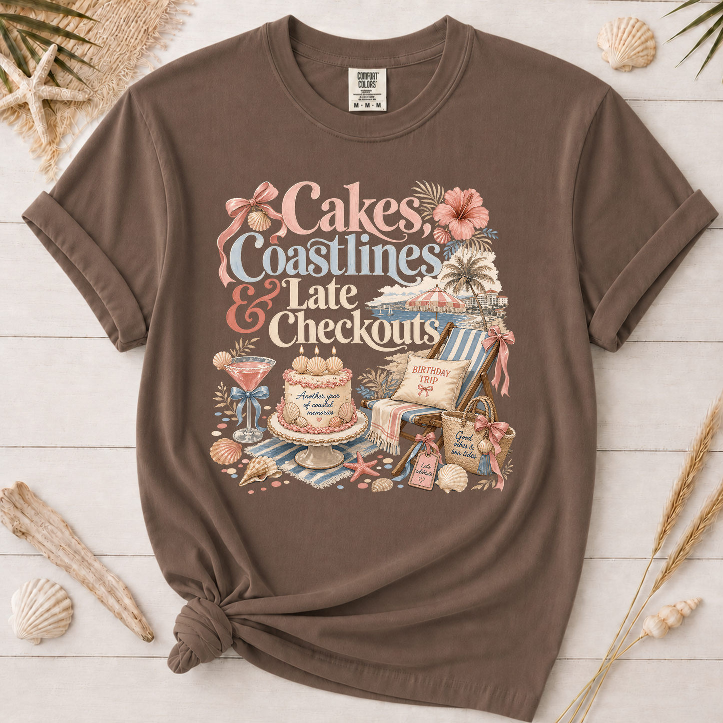 Cakes, Coastlines & Late Checkouts Graphic Tee