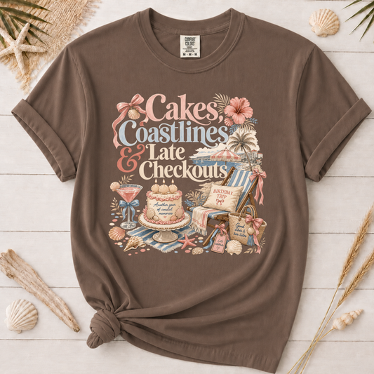 Cakes, Coastlines & Late Checkouts Graphic Tee