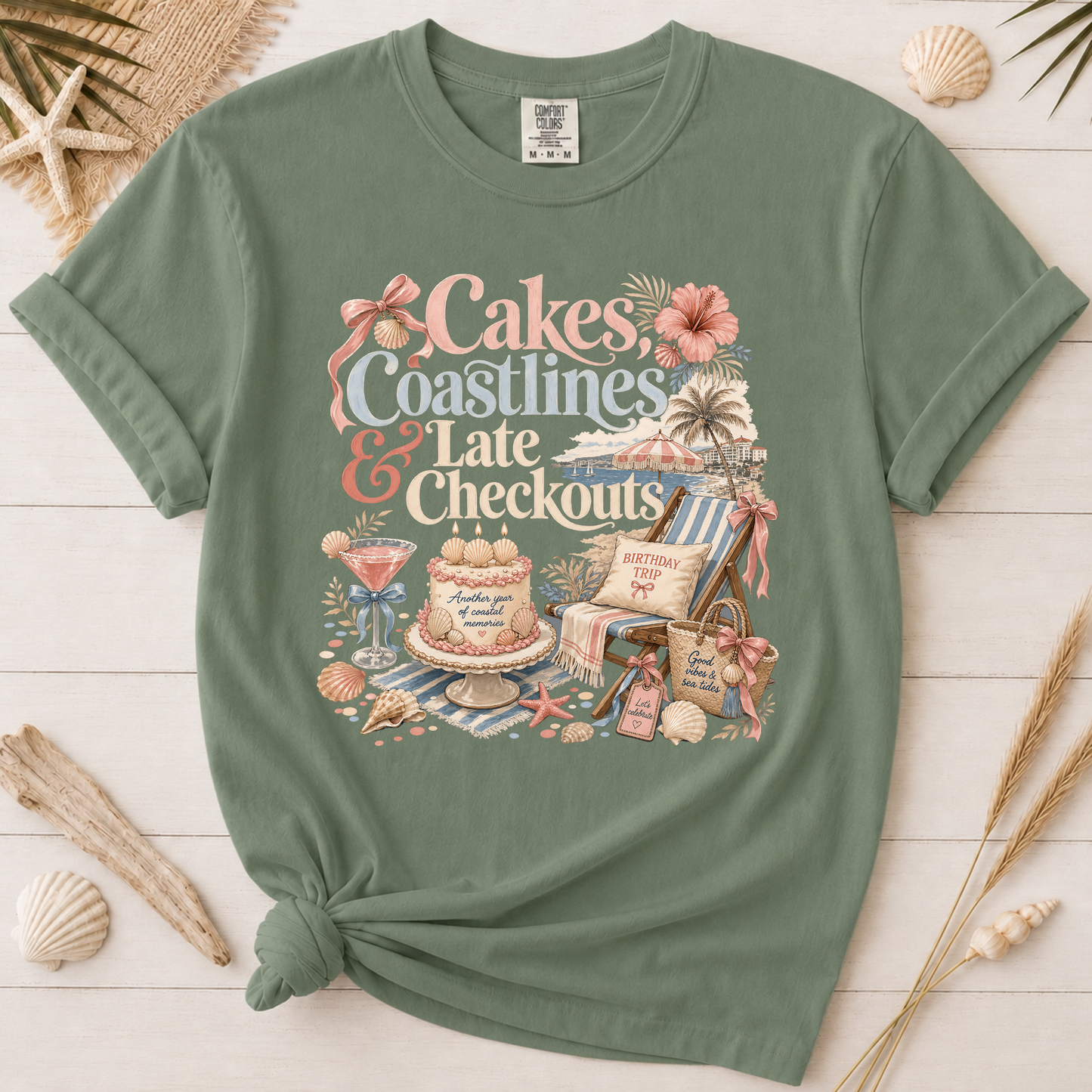 Cakes, Coastlines & Late Checkouts Graphic Tee