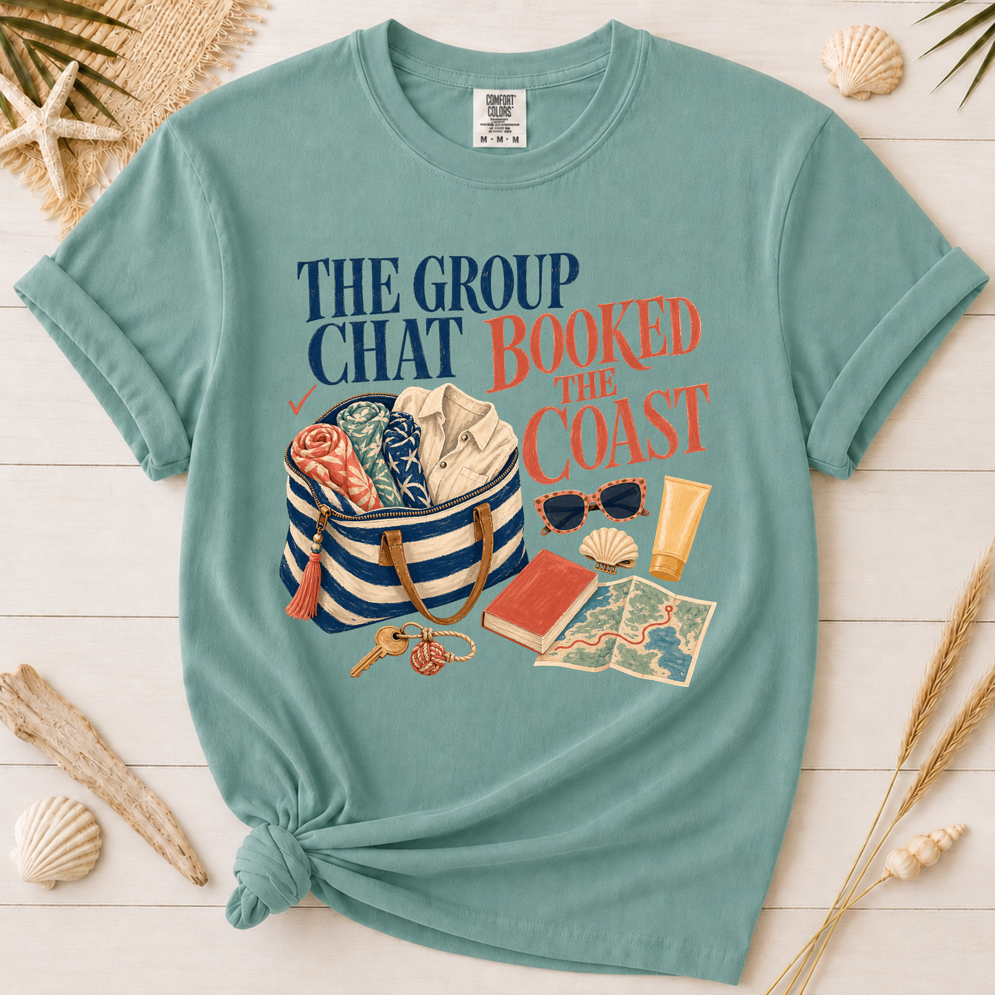 The Group Chat Booked the Coast Graphic Graphic Tee