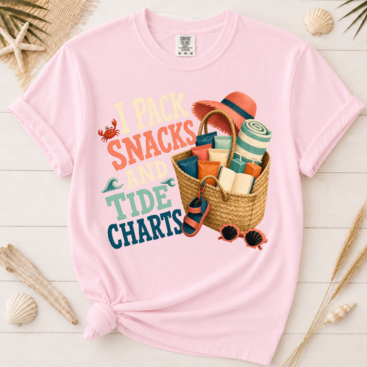 I Pack Snacks and Tide Charts Graphic Tee