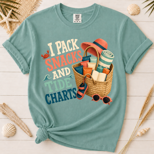 I Pack Snacks and Tide Charts Graphic Tee