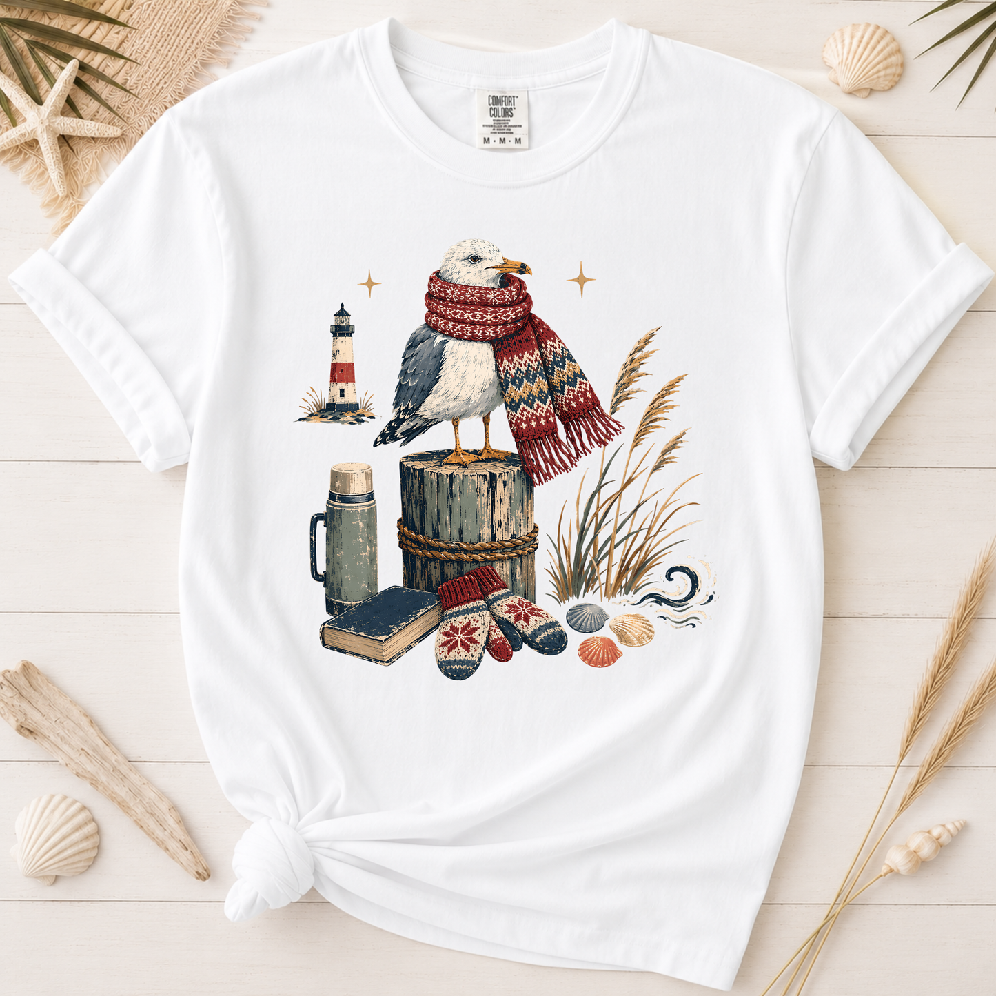Coastal Winter Seagull Graphic Tee