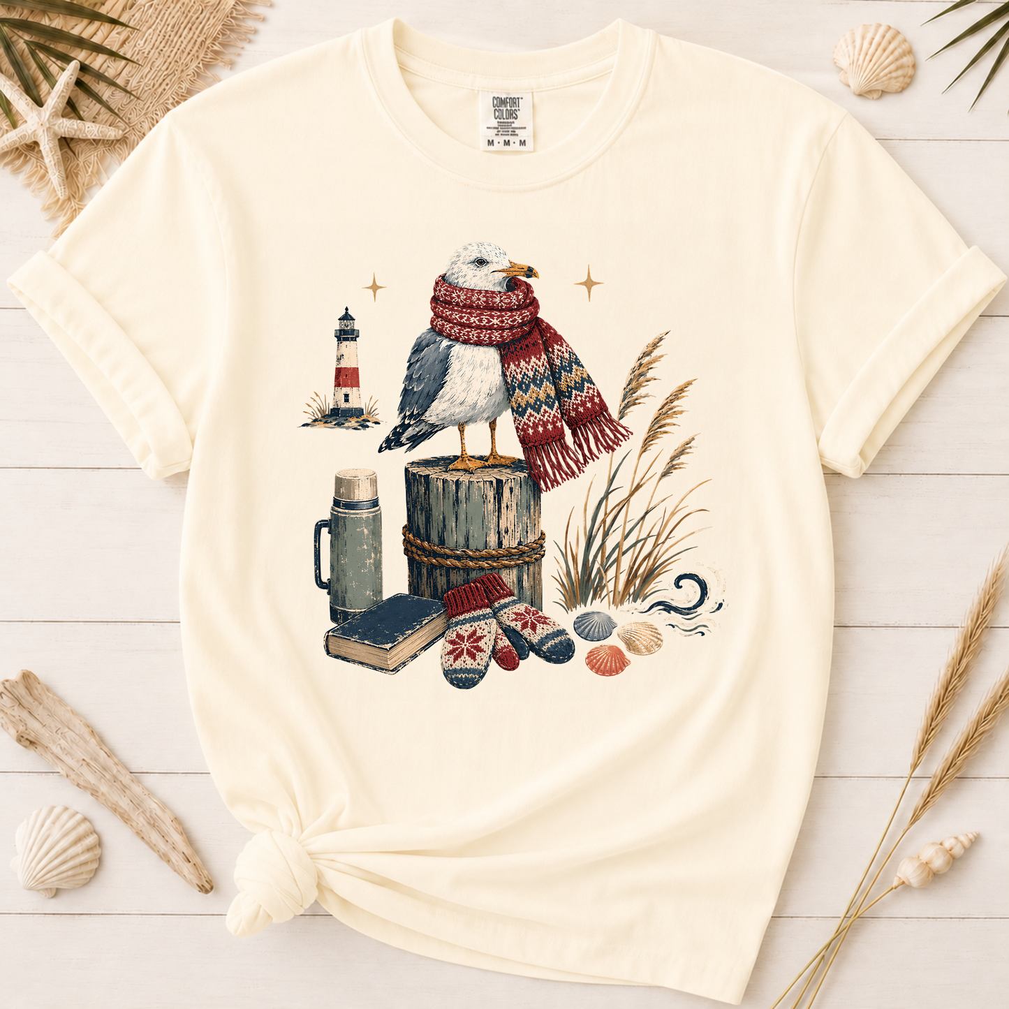 Coastal Winter Seagull Graphic Tee