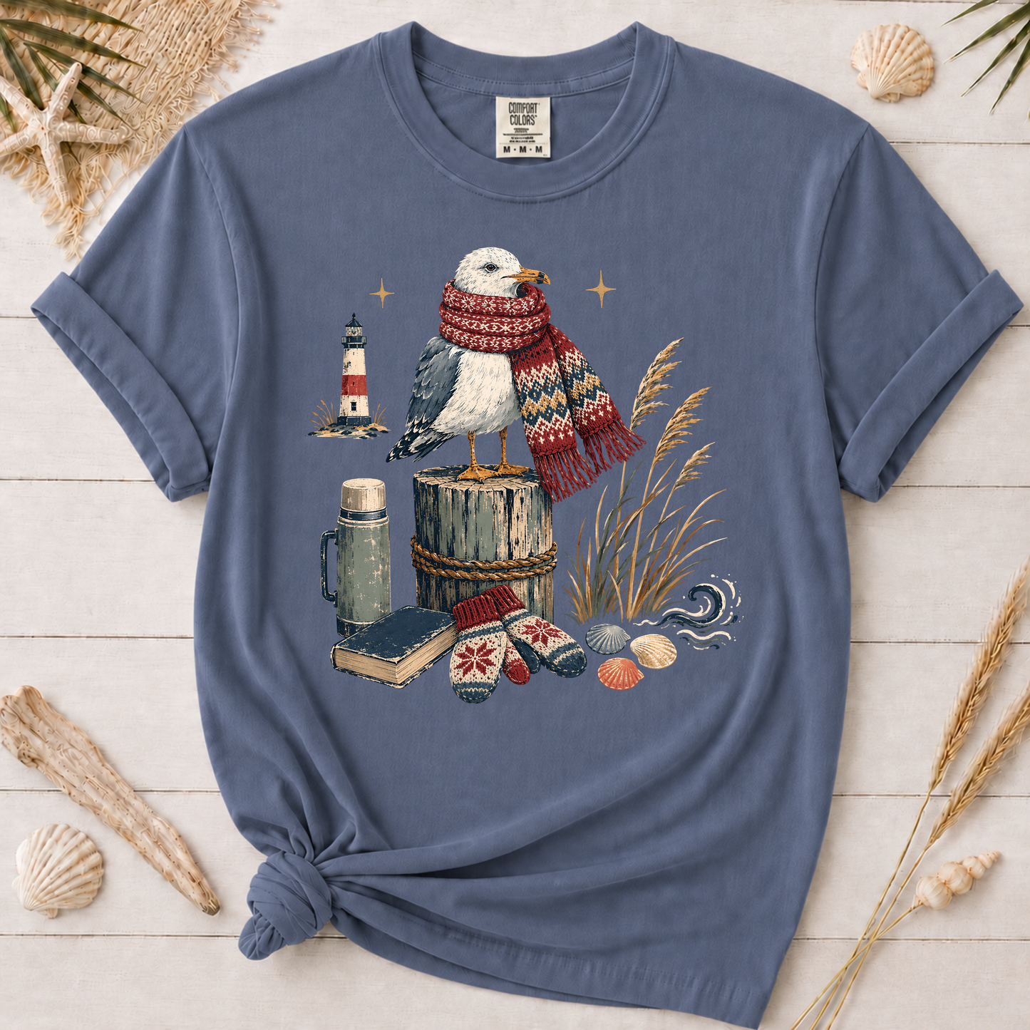Coastal Winter Seagull Graphic Tee