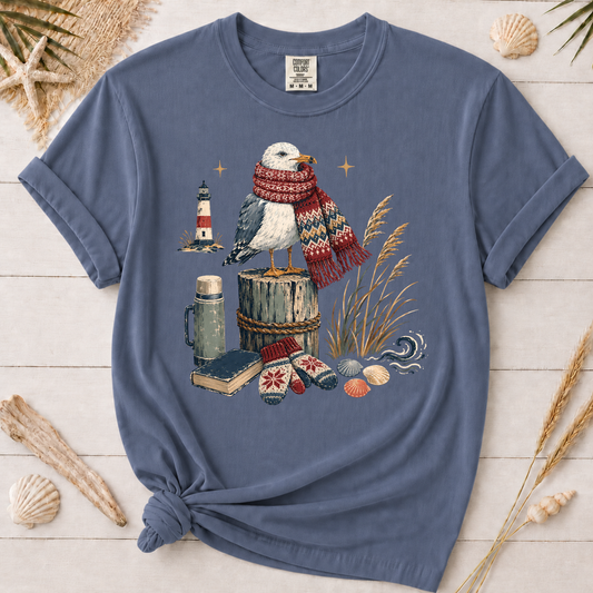 Coastal Winter Seagull Graphic Tee