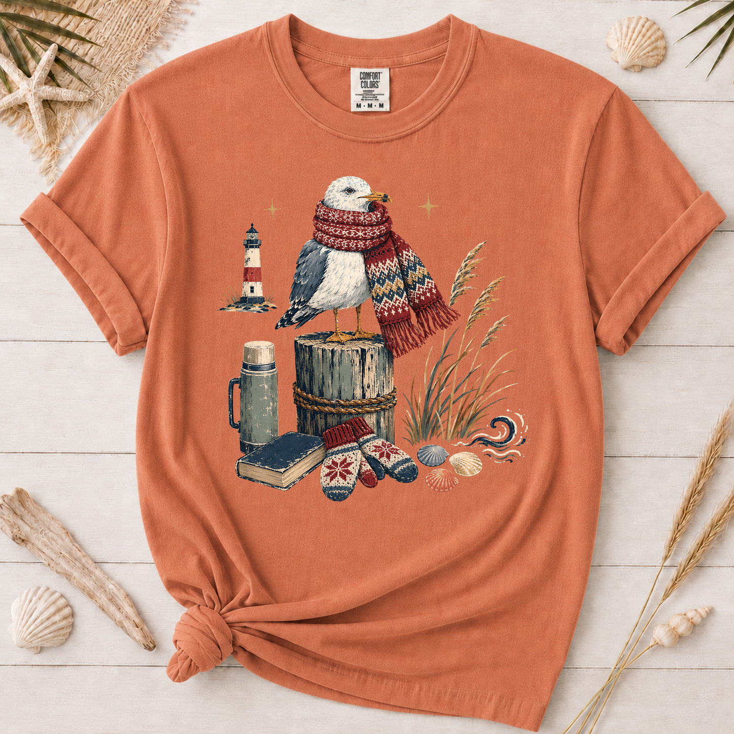 Coastal Winter Seagull Graphic Tee