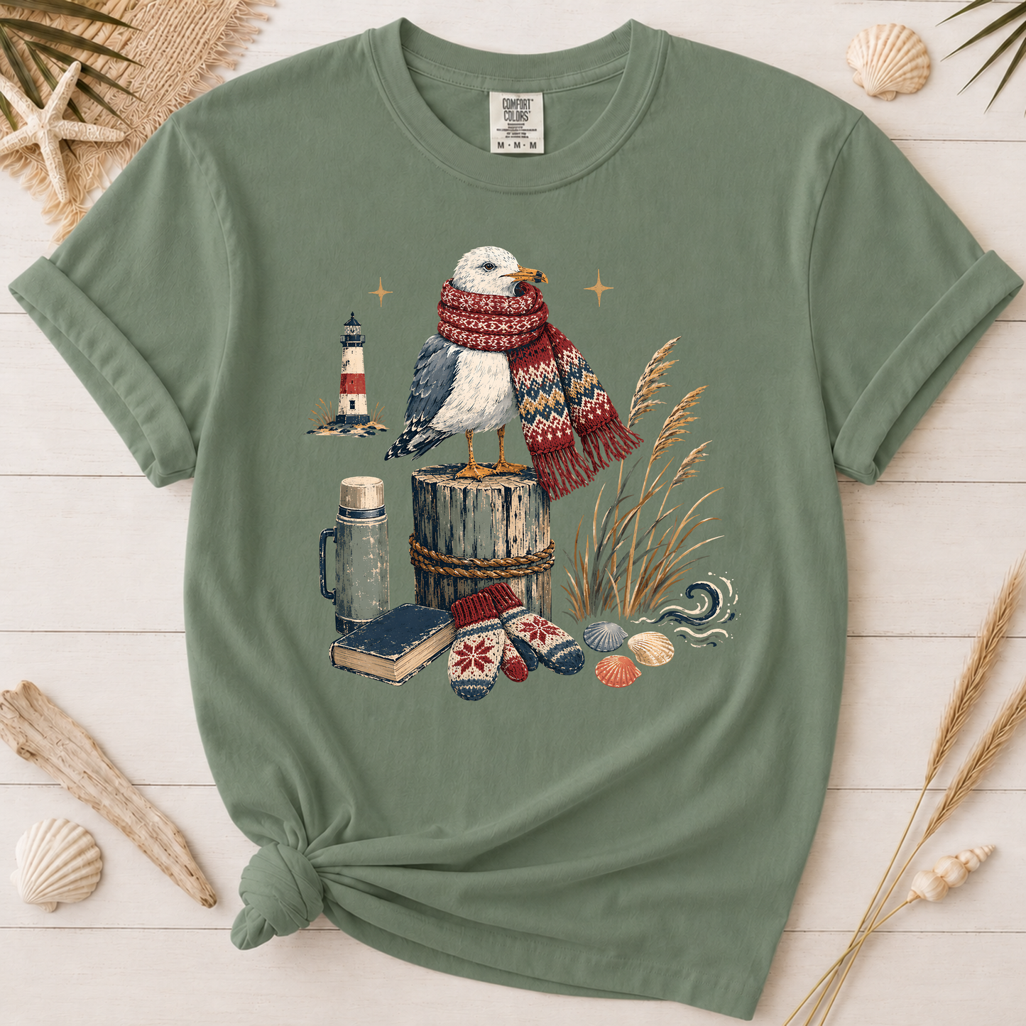 Coastal Winter Seagull Graphic Tee