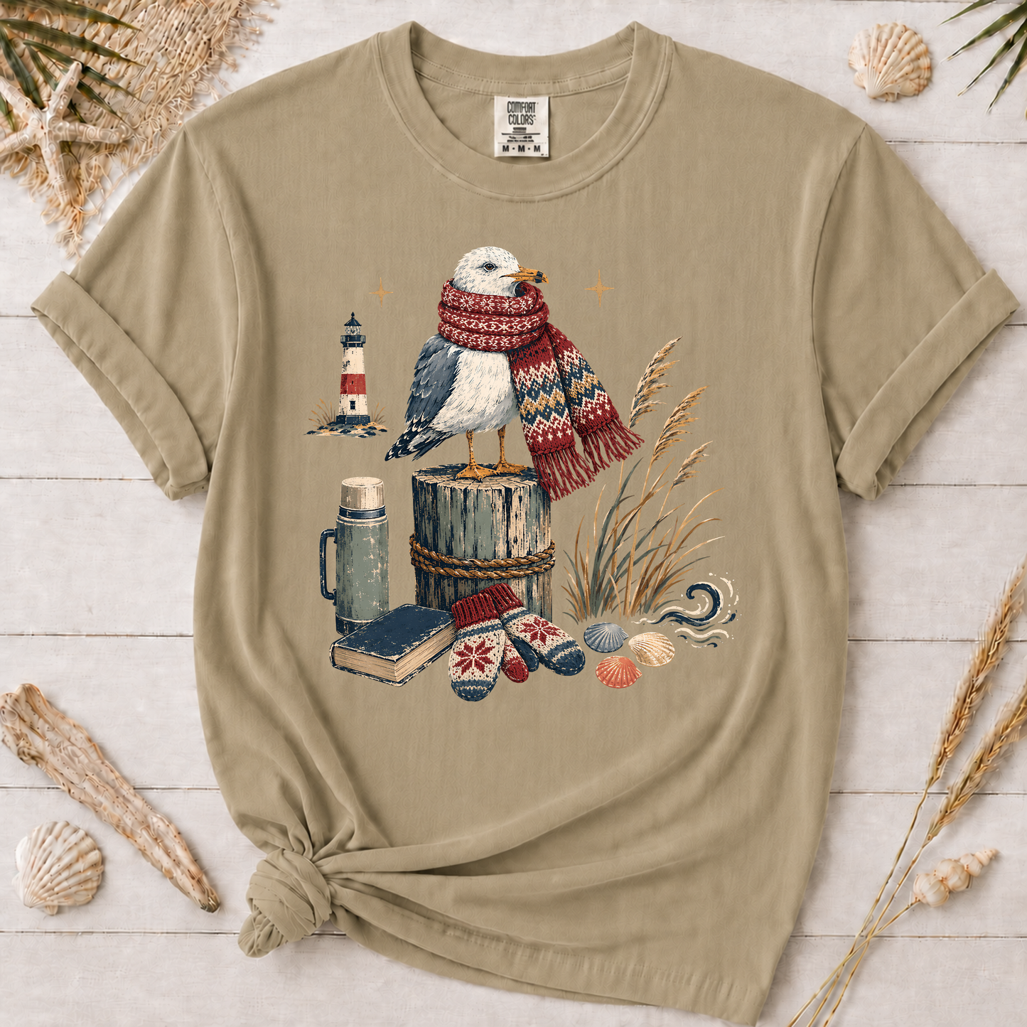 Coastal Winter Seagull Graphic Tee