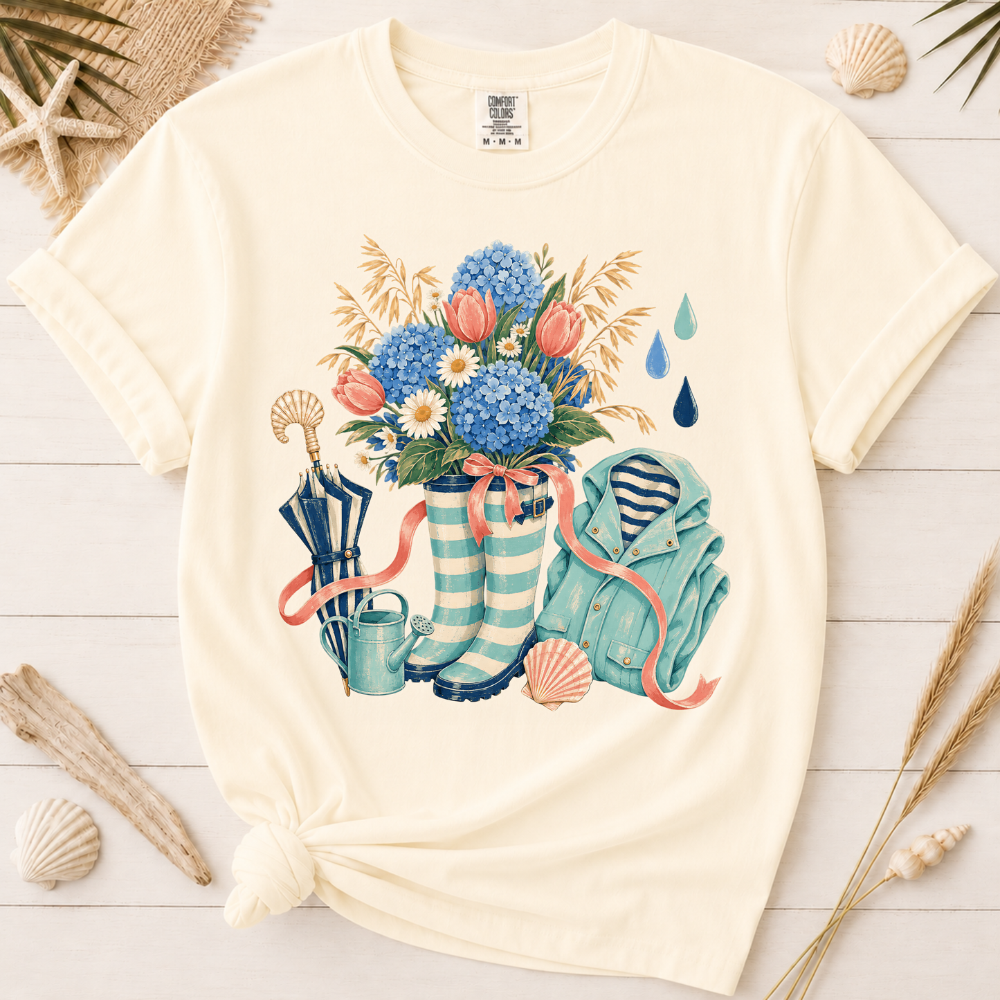 Coastal Spring Rain Boots Graphic Tee
