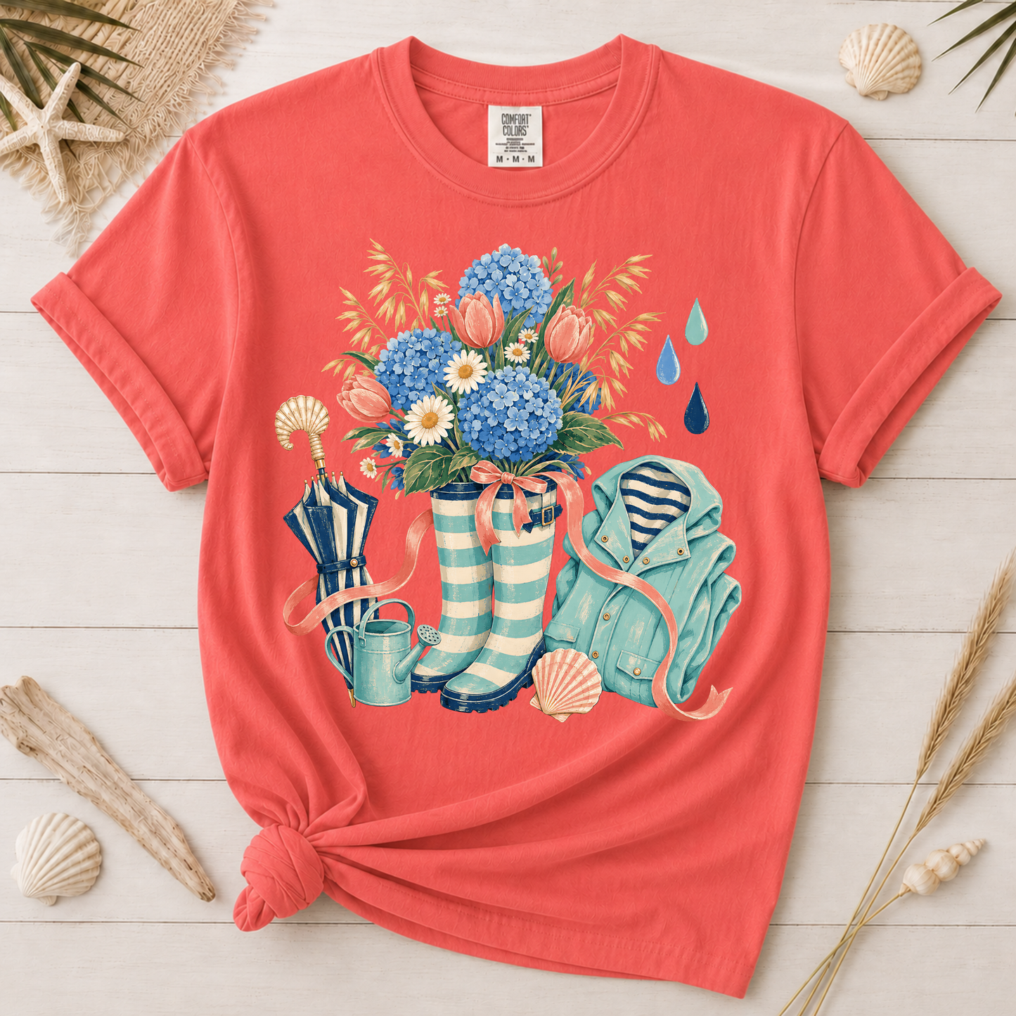 Coastal Spring Rain Boots Graphic Tee