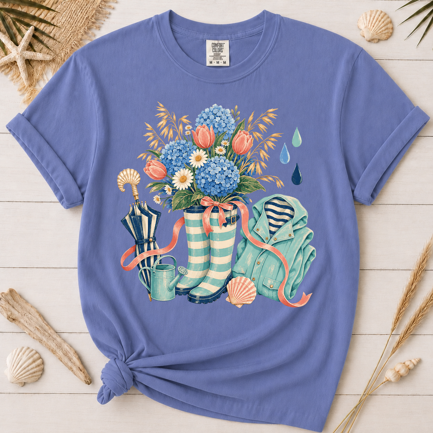 Coastal Spring Rain Boots Graphic Tee