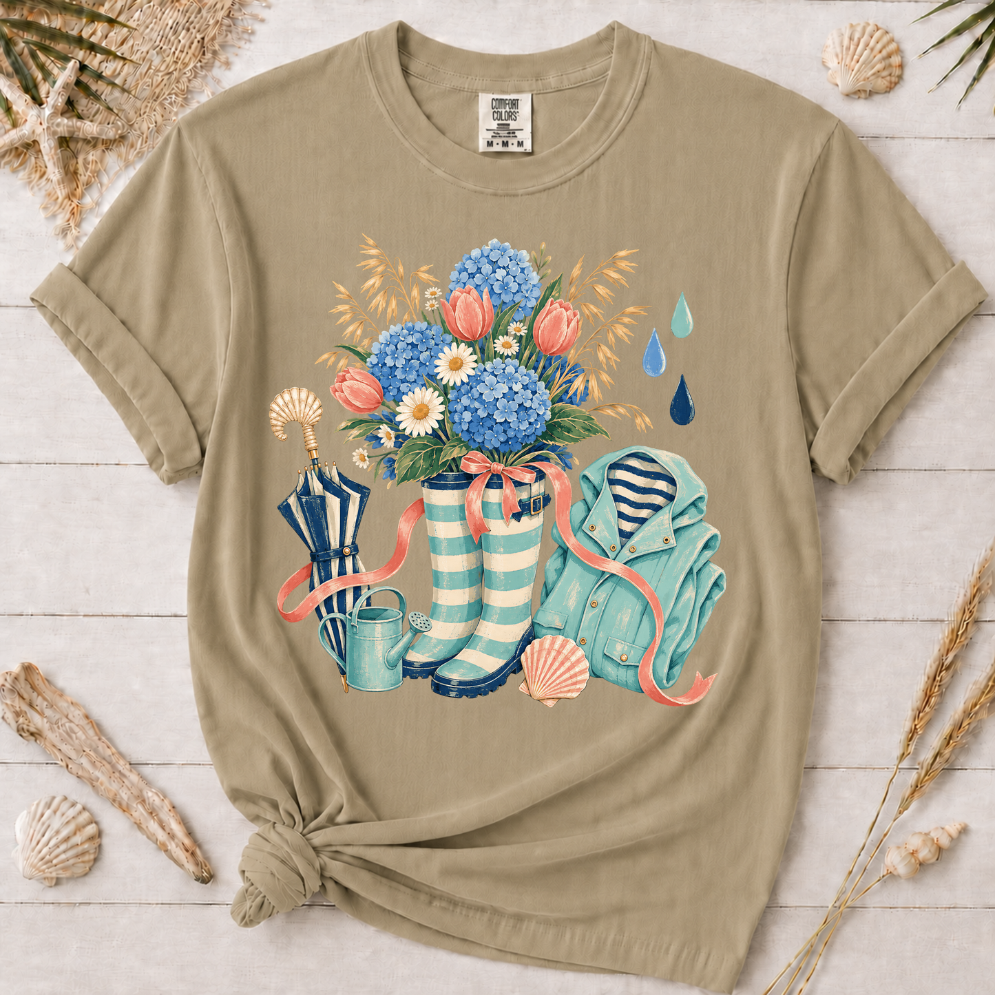 Coastal Spring Rain Boots Graphic Tee