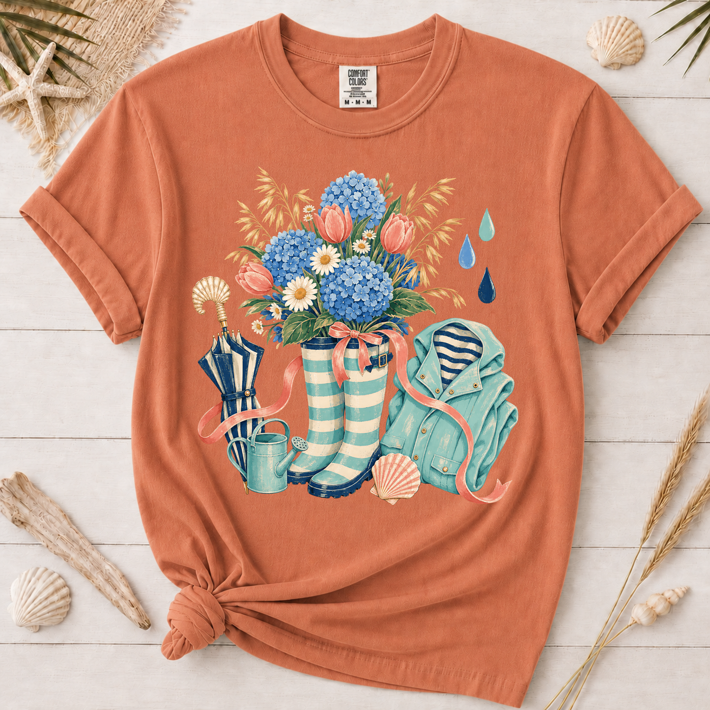 Coastal Spring Rain Boots Graphic Tee