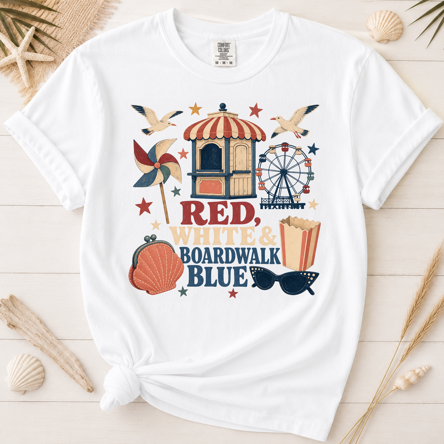 Red White and Boardwalk Blue Graphic Tee