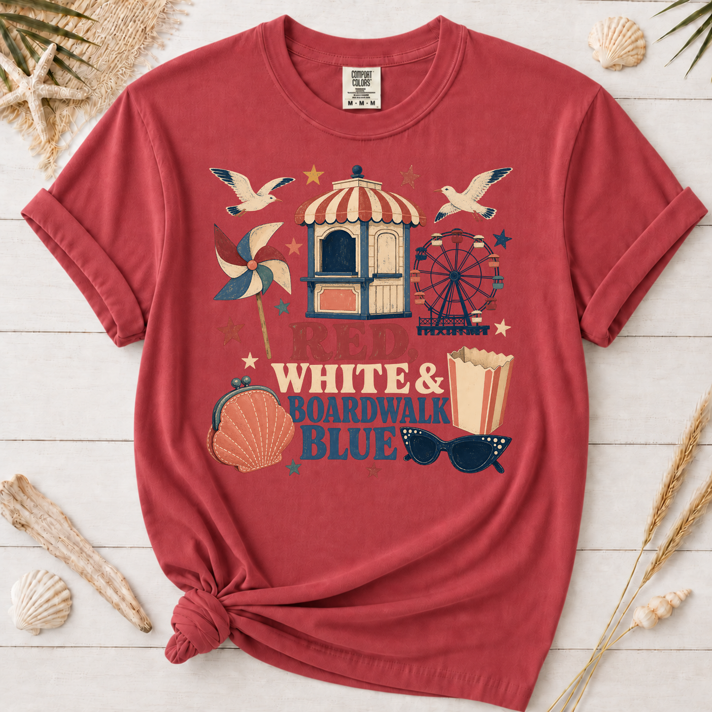 Red White and Boardwalk Blue Graphic Tee