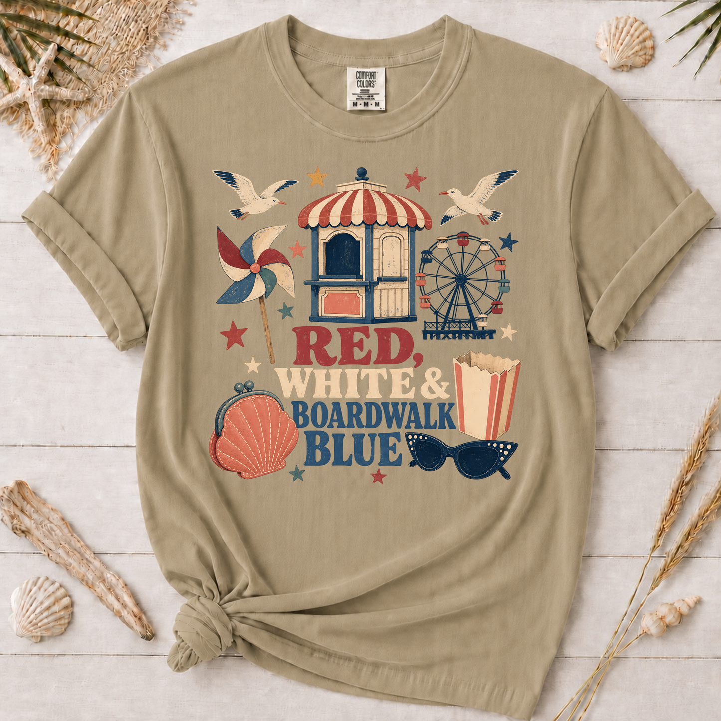 Red White and Boardwalk Blue Graphic Tee