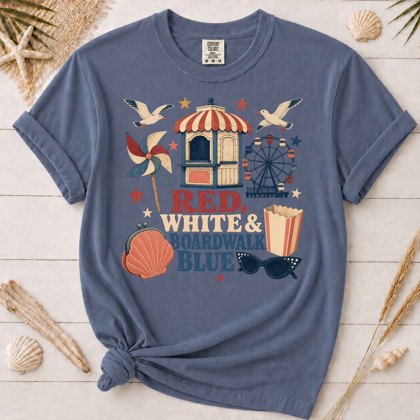 Red White and Boardwalk Blue Graphic Tee