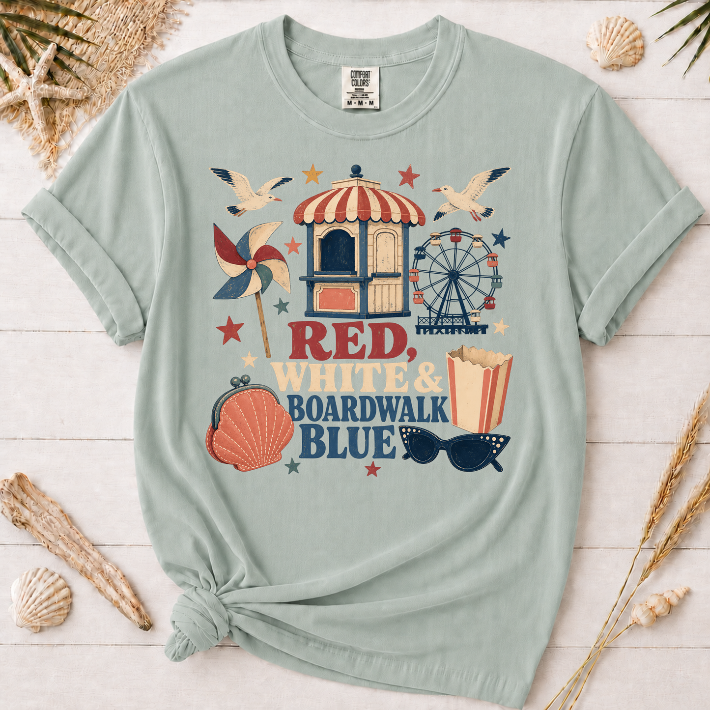 Red White and Boardwalk Blue Graphic Tee