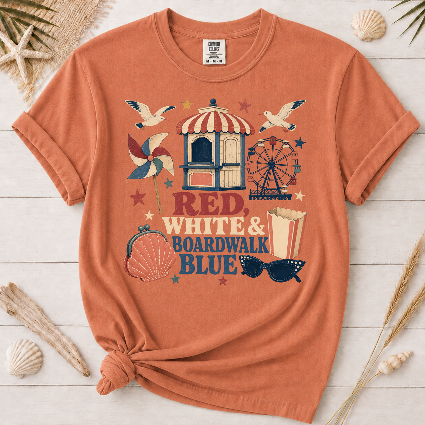 Red White and Boardwalk Blue Graphic Tee