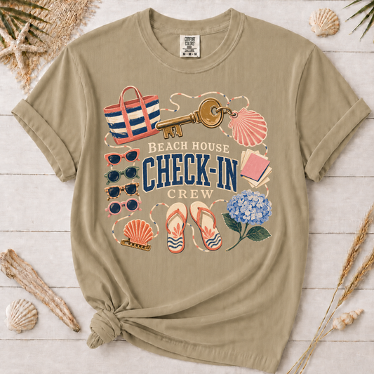 Beach House Check-In Crew Graphic Tee