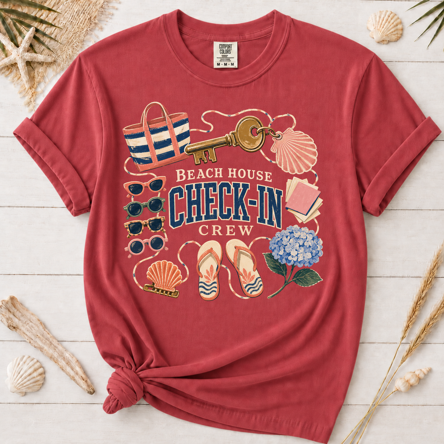 Beach House Check-In Crew Graphic Tee