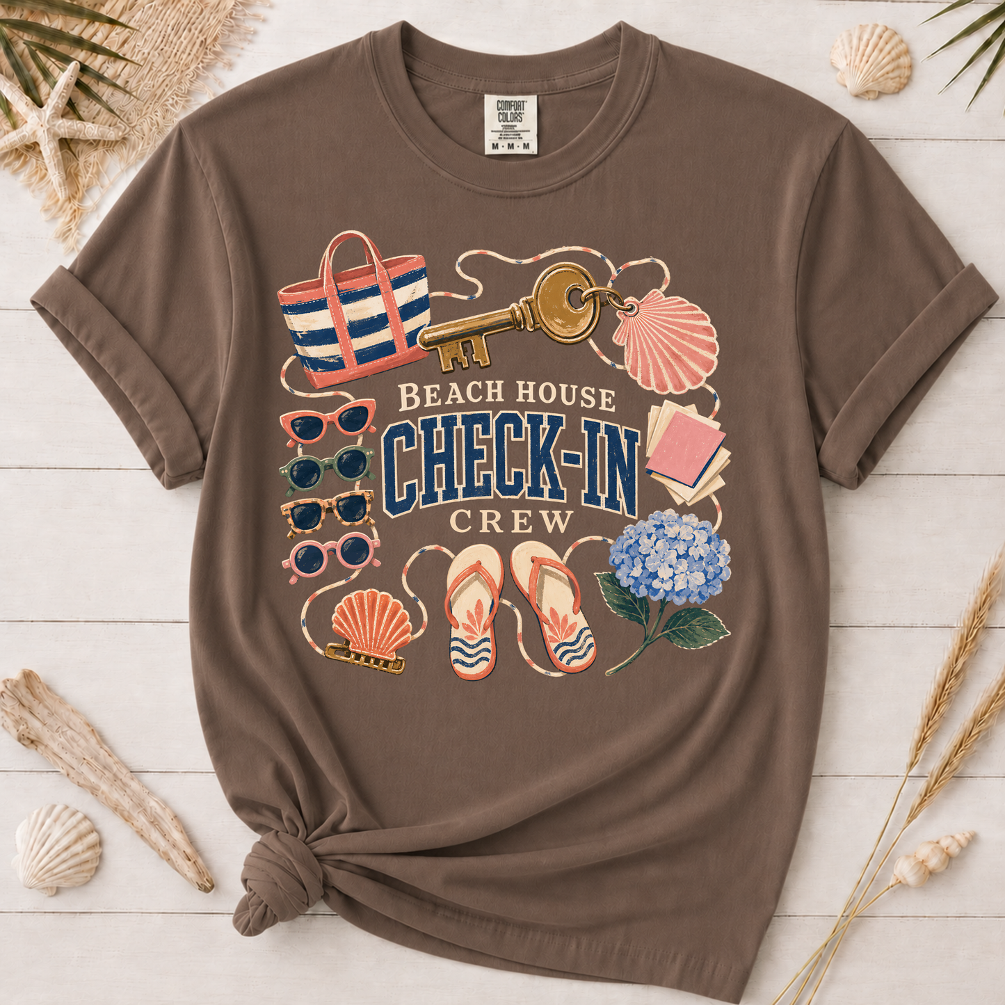 Beach House Check-In Crew Graphic Tee