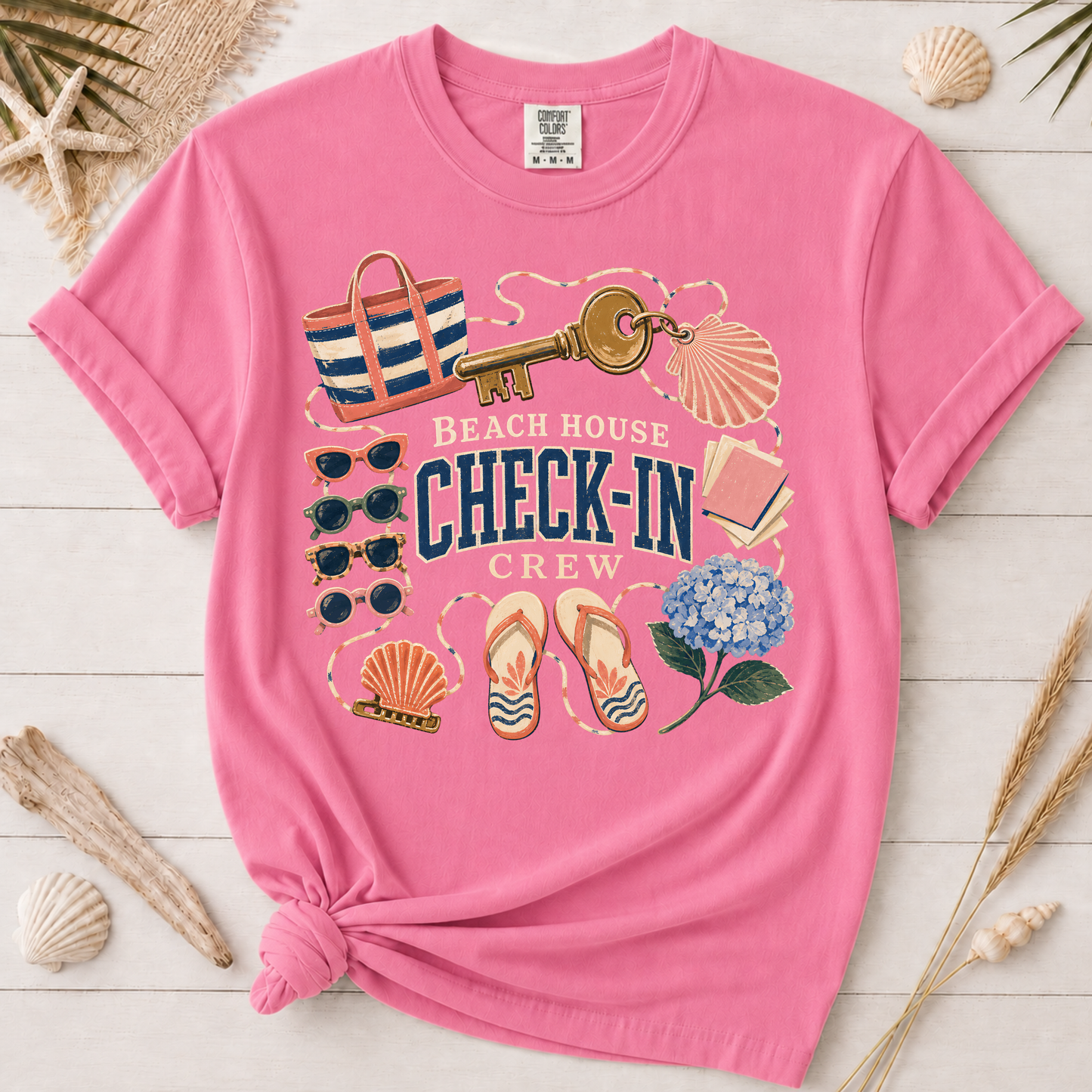 Beach House Check-In Crew Graphic Tee