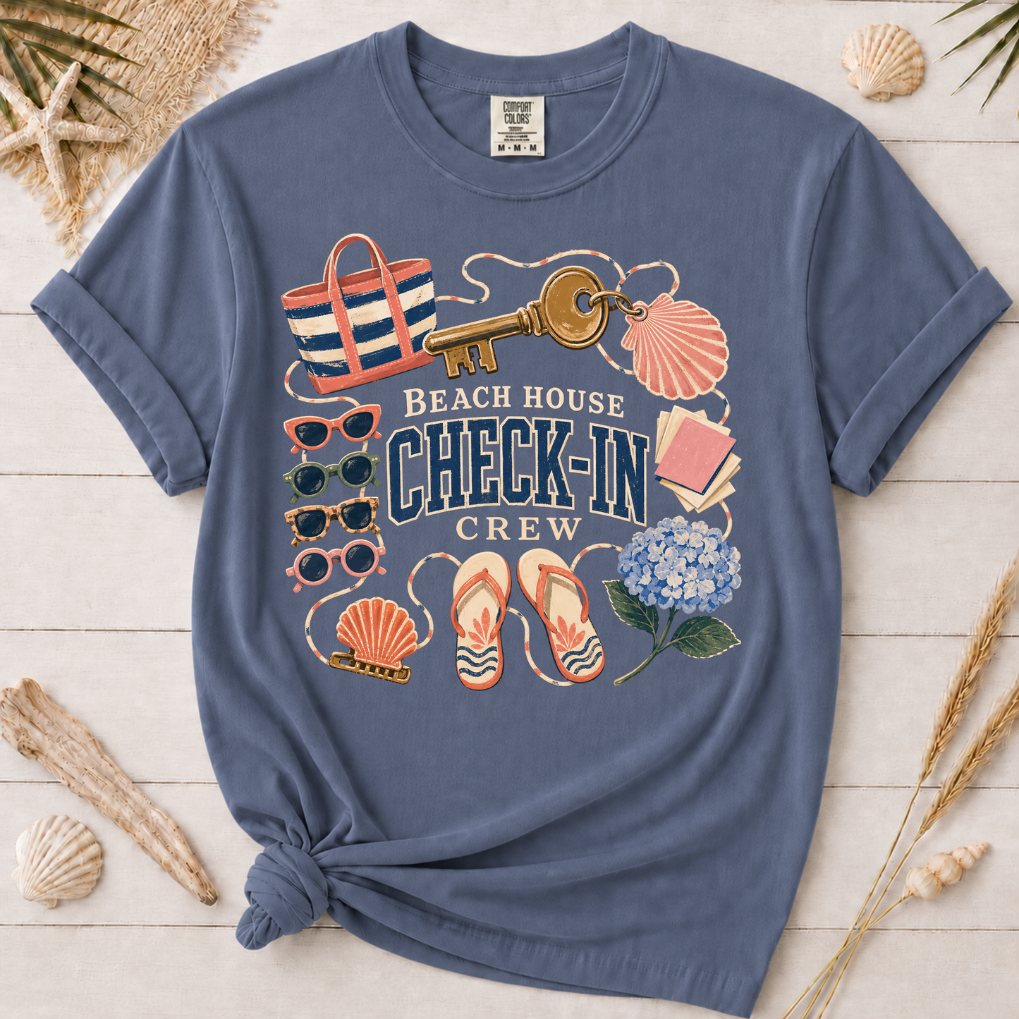 Beach House Check-In Crew Graphic Tee