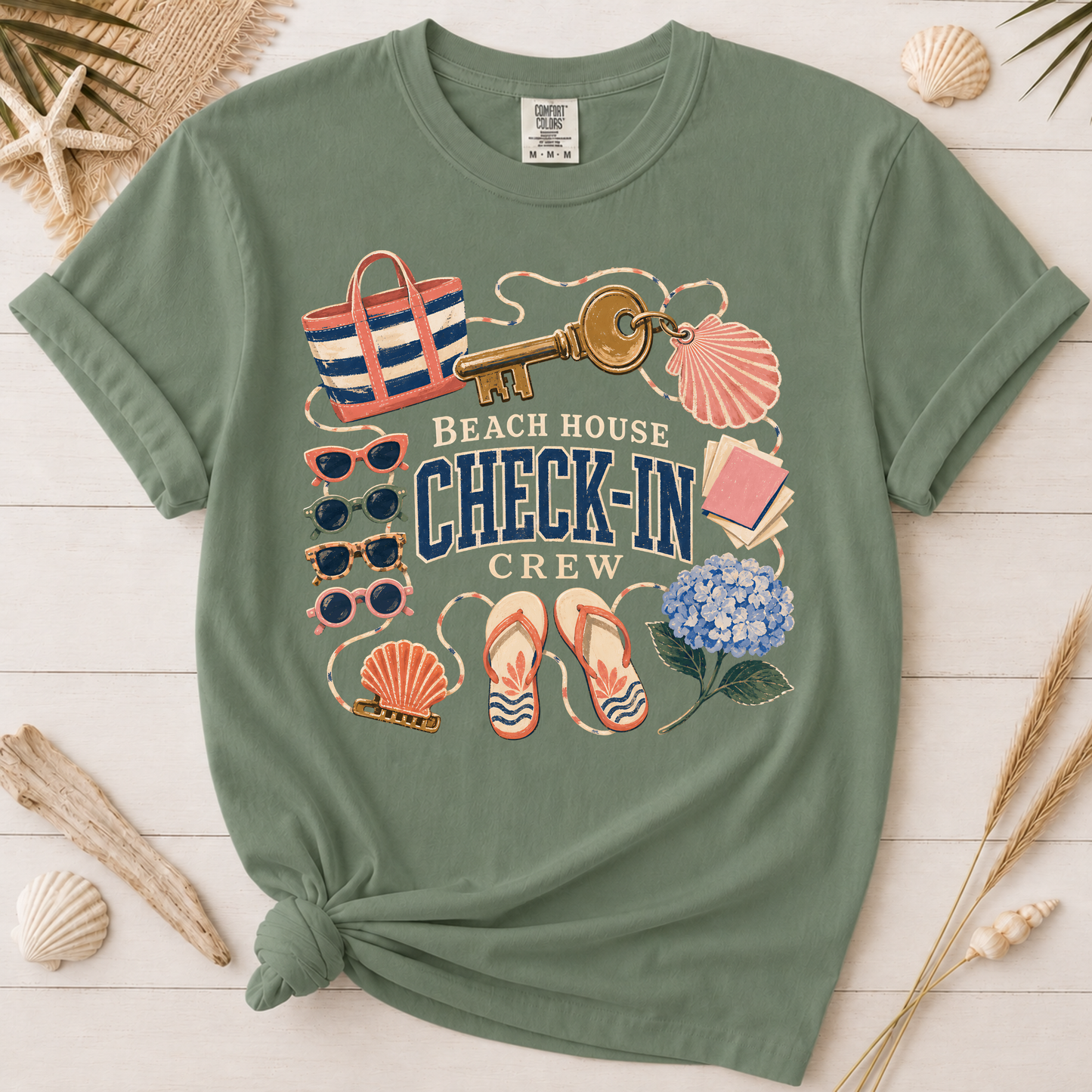 Beach House Check-In Crew Graphic Tee