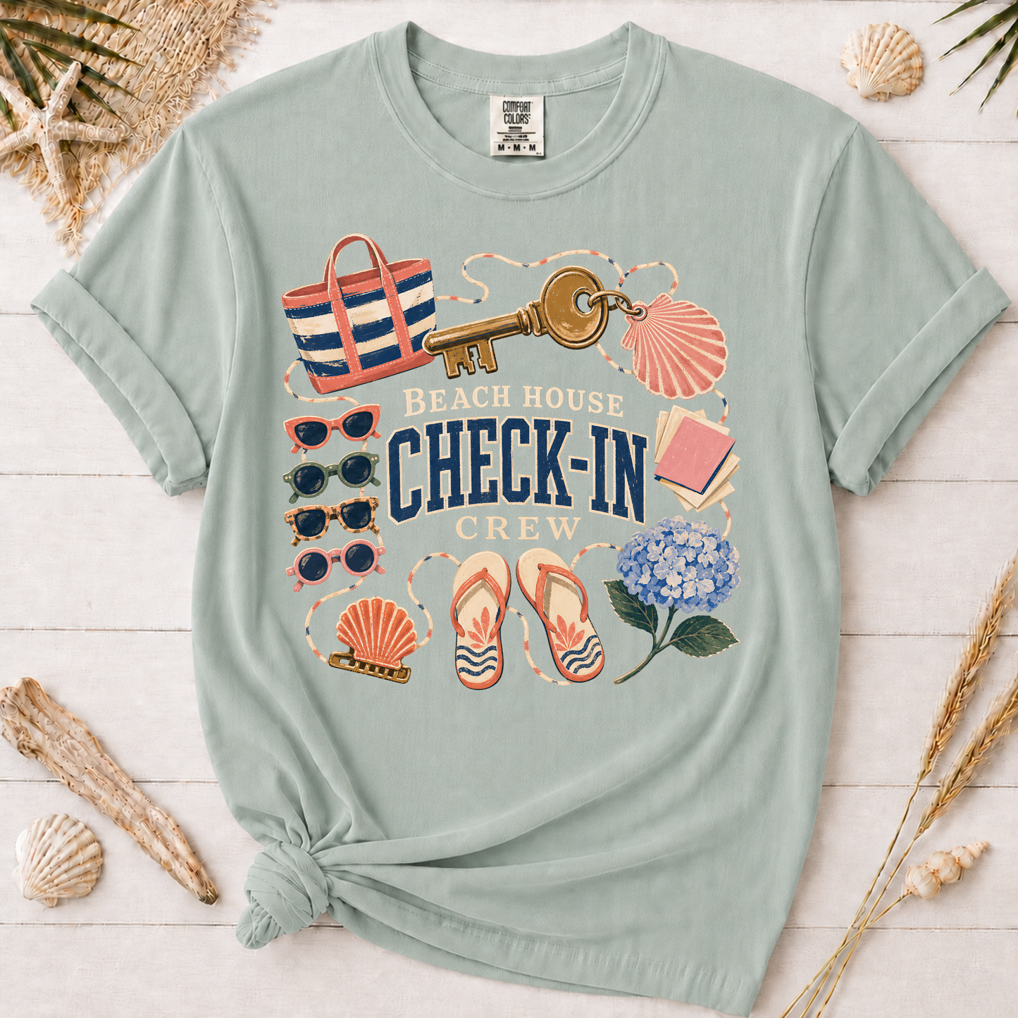 Beach House Check-In Crew Graphic Tee