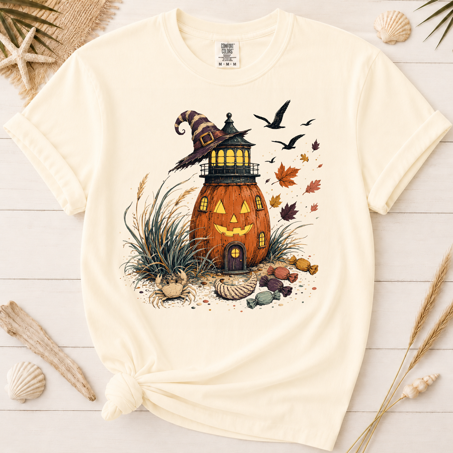 Coastal Halloween Lighthouse Graphic Tee