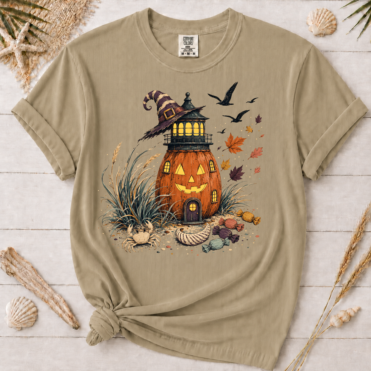 Coastal Halloween Lighthouse Graphic Tee