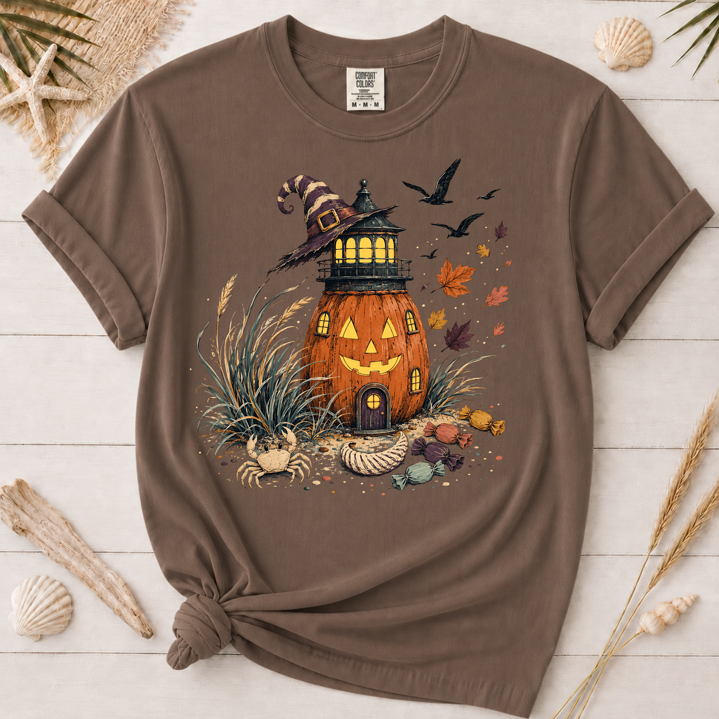 Coastal Halloween Lighthouse Graphic Tee