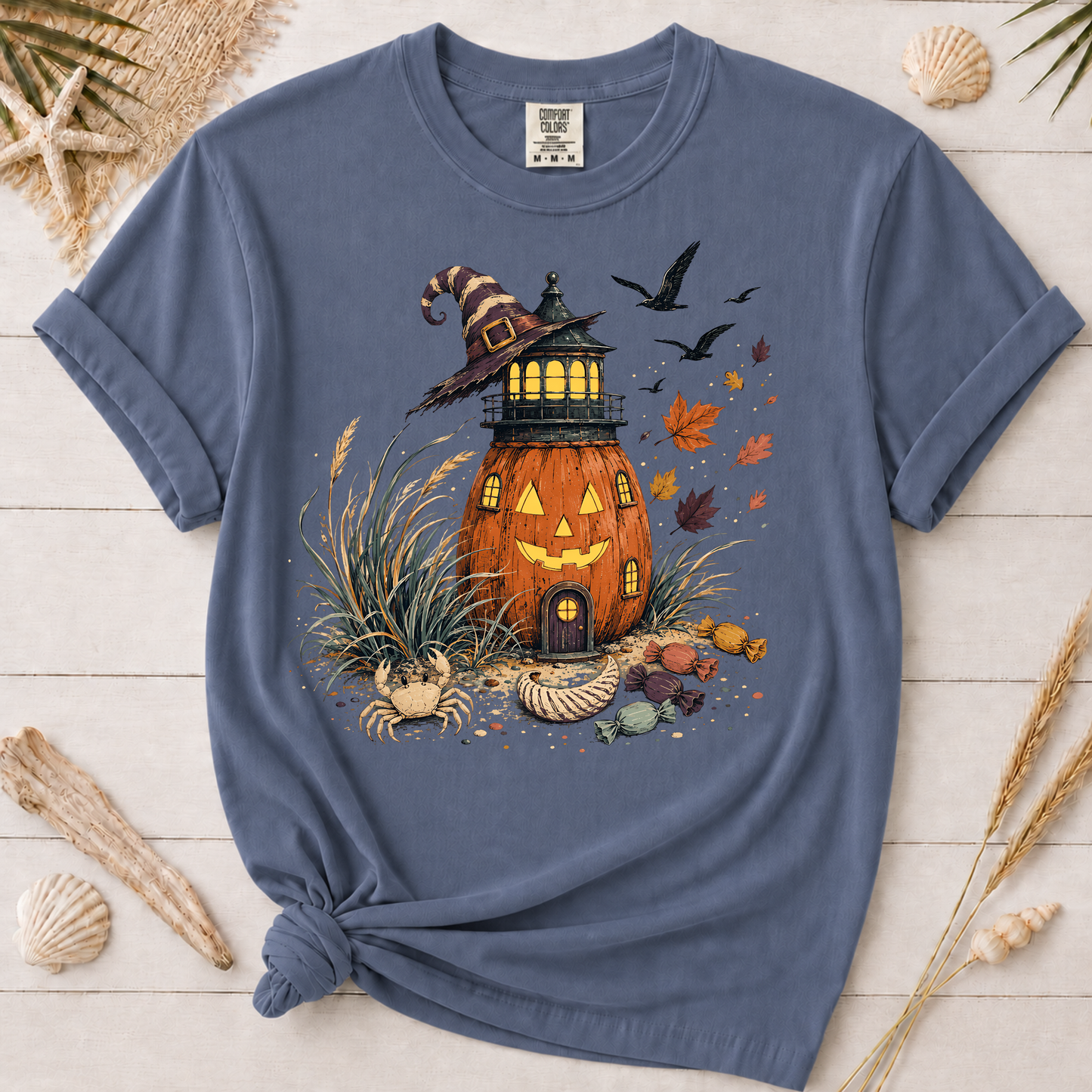 Coastal Halloween Lighthouse Graphic Tee