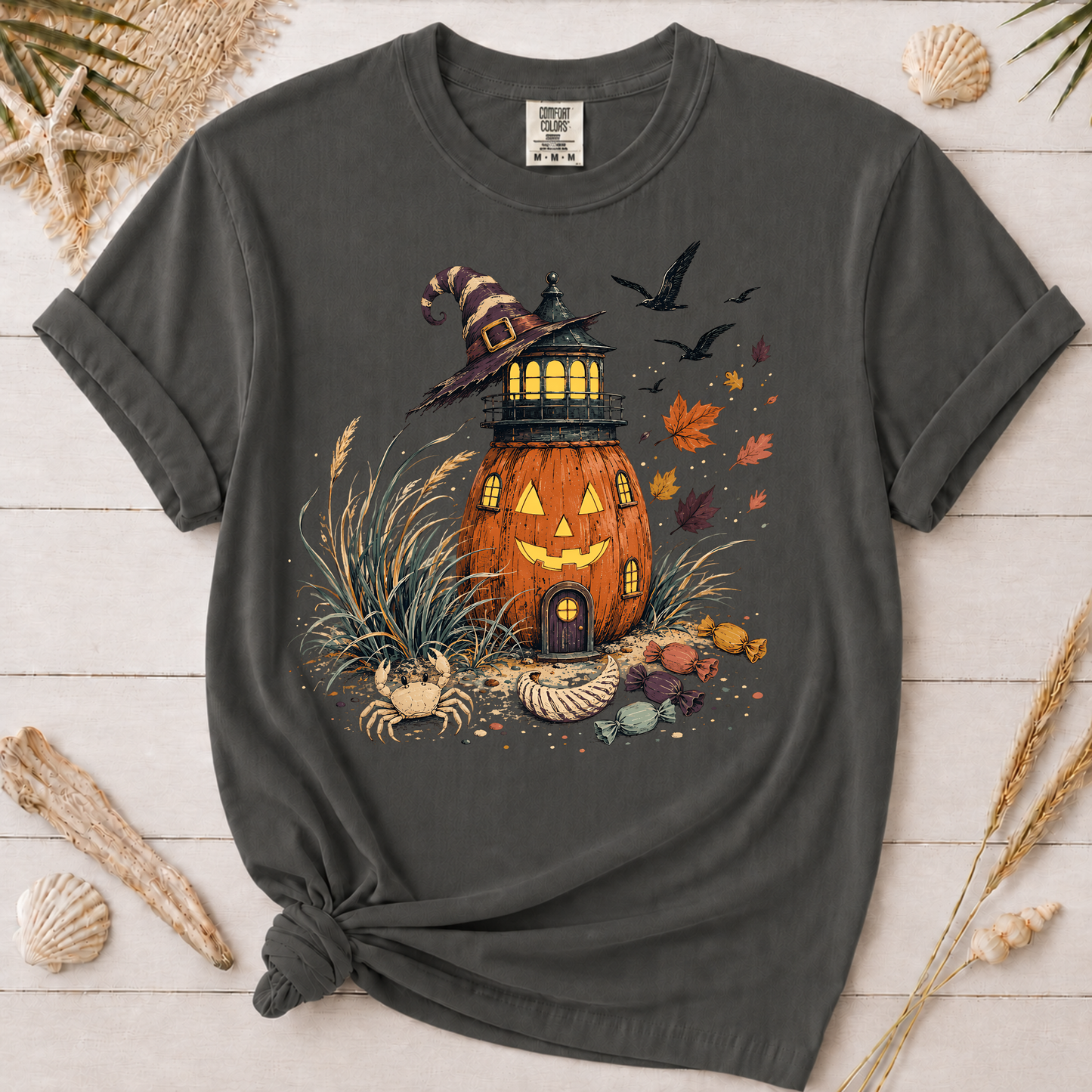 Coastal Halloween Lighthouse Graphic Tee